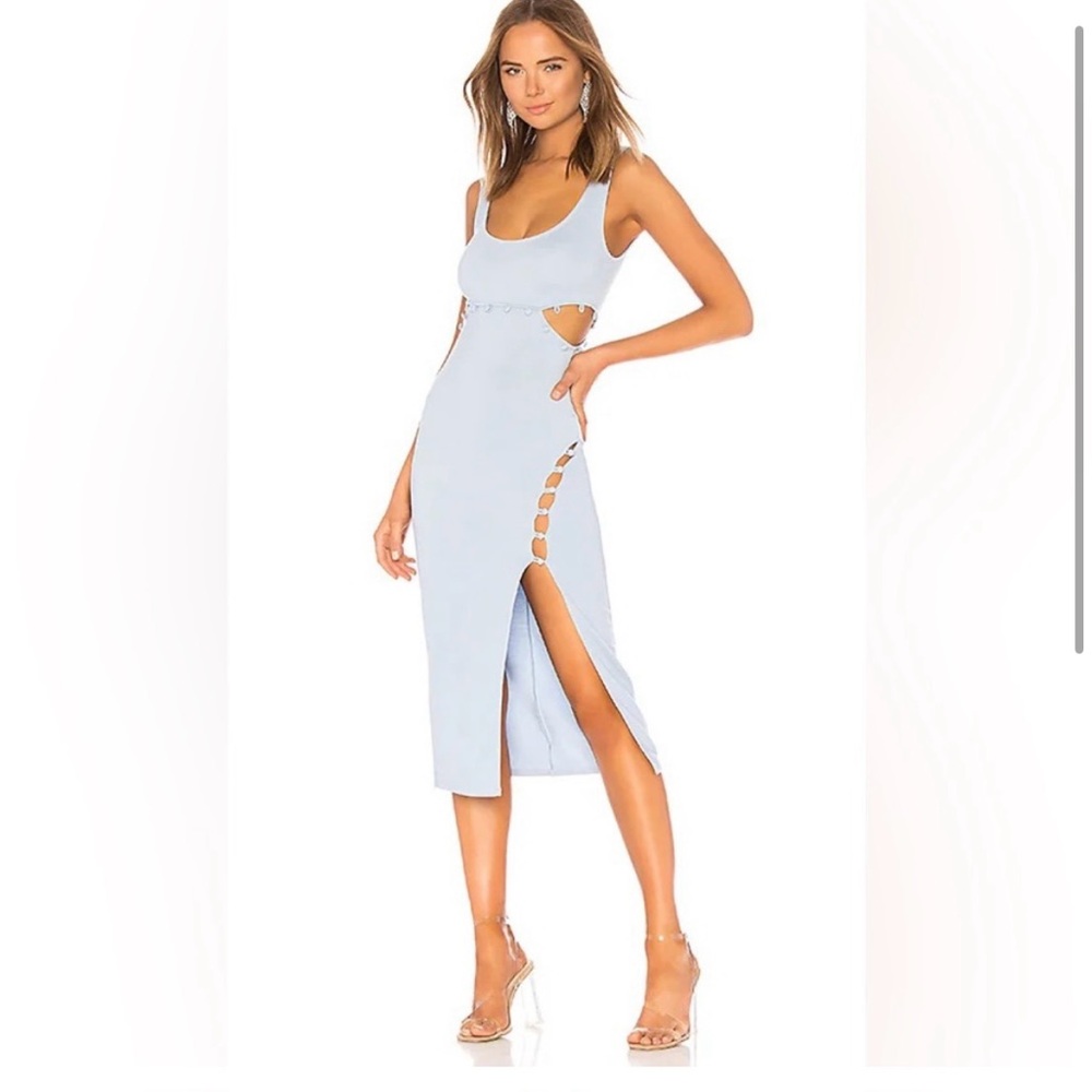 Revolve Light Blue Cutout Midi Dress